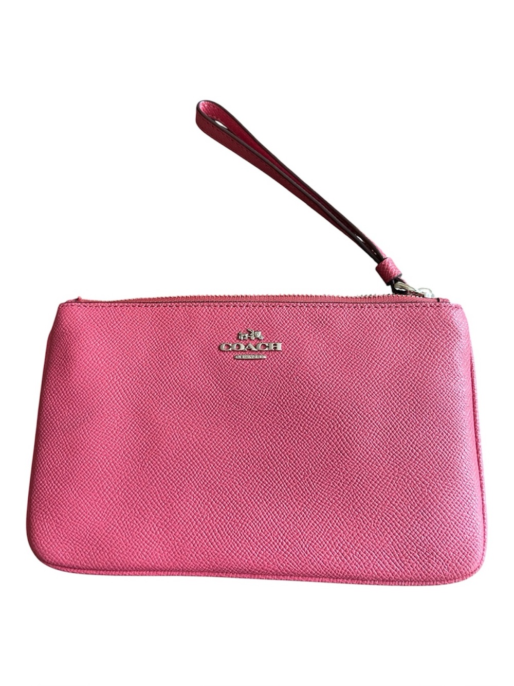 COACH Pink Pebbled Leather Wristlet Clutch